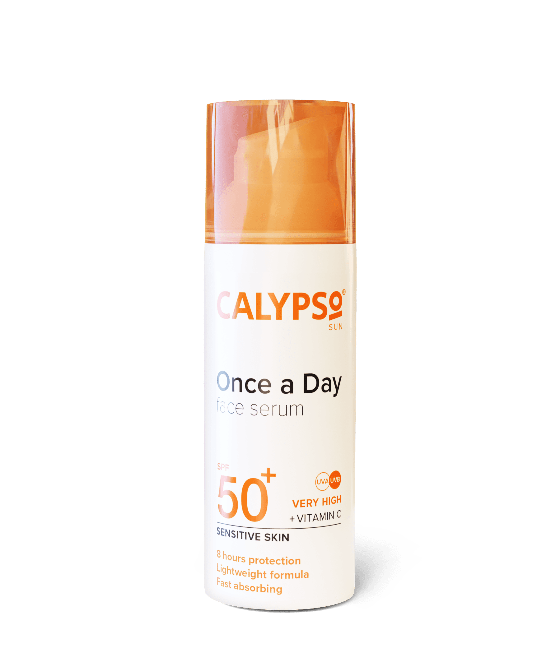 Calypso Once a Day Serum SPF50+ with vitamin c, bottle front