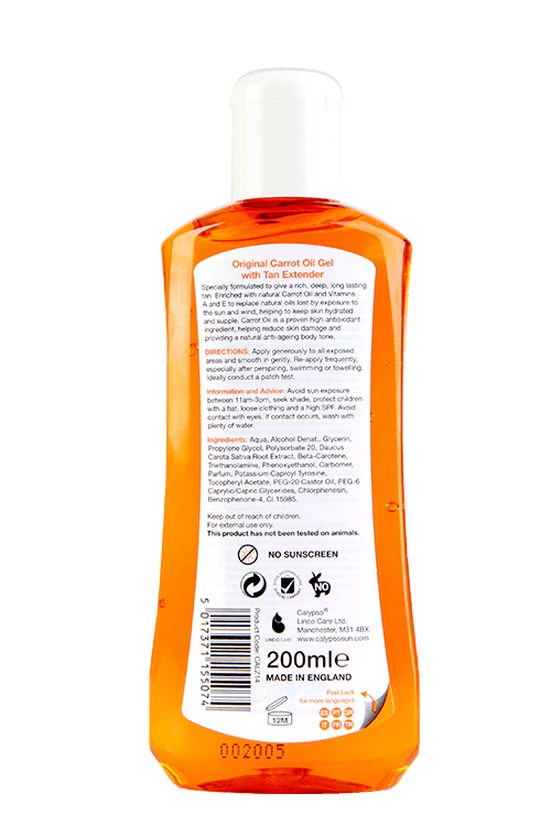 Calypso Carrot Oil Tan Extending Gel back