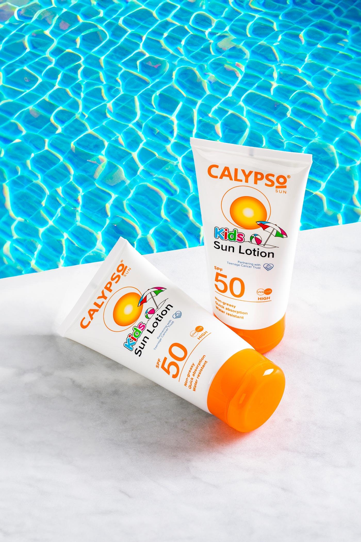 Calypso kids sun lotion Australian Standard SPF50 lifestyle pool side