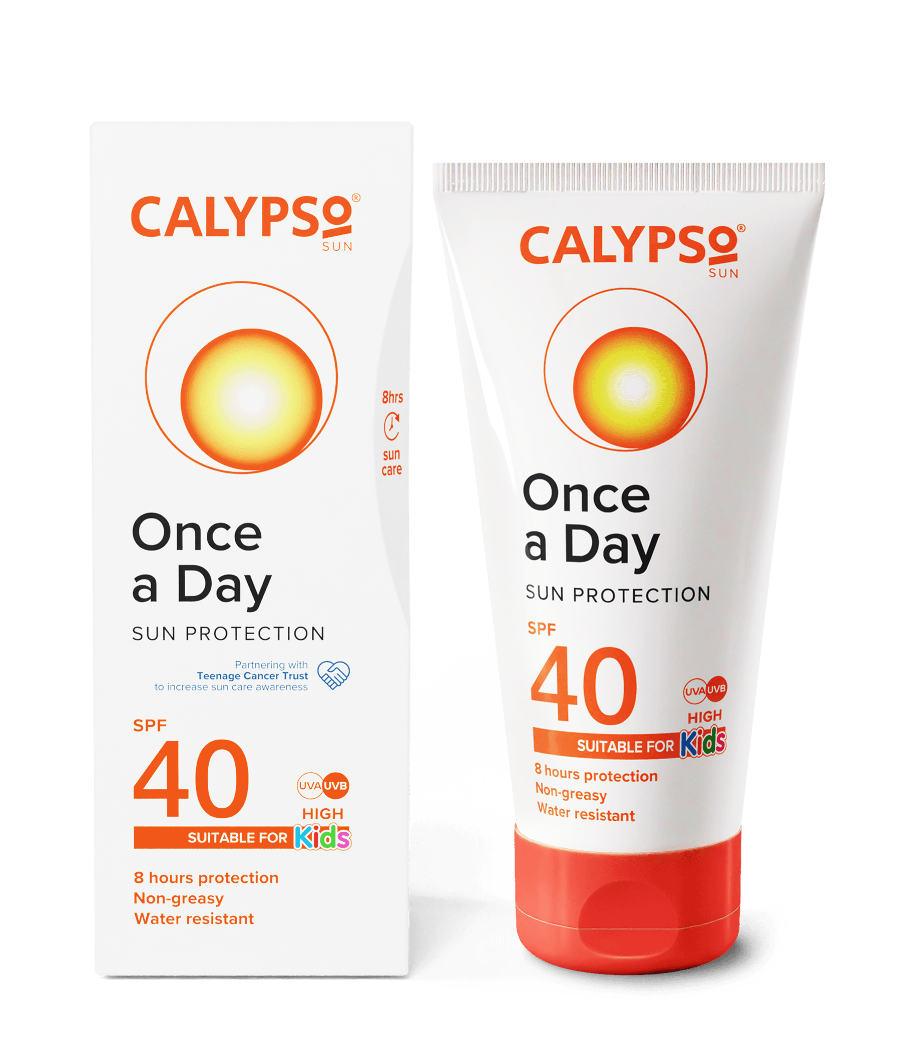 Calypso Once a day SPF40 box and tube cream