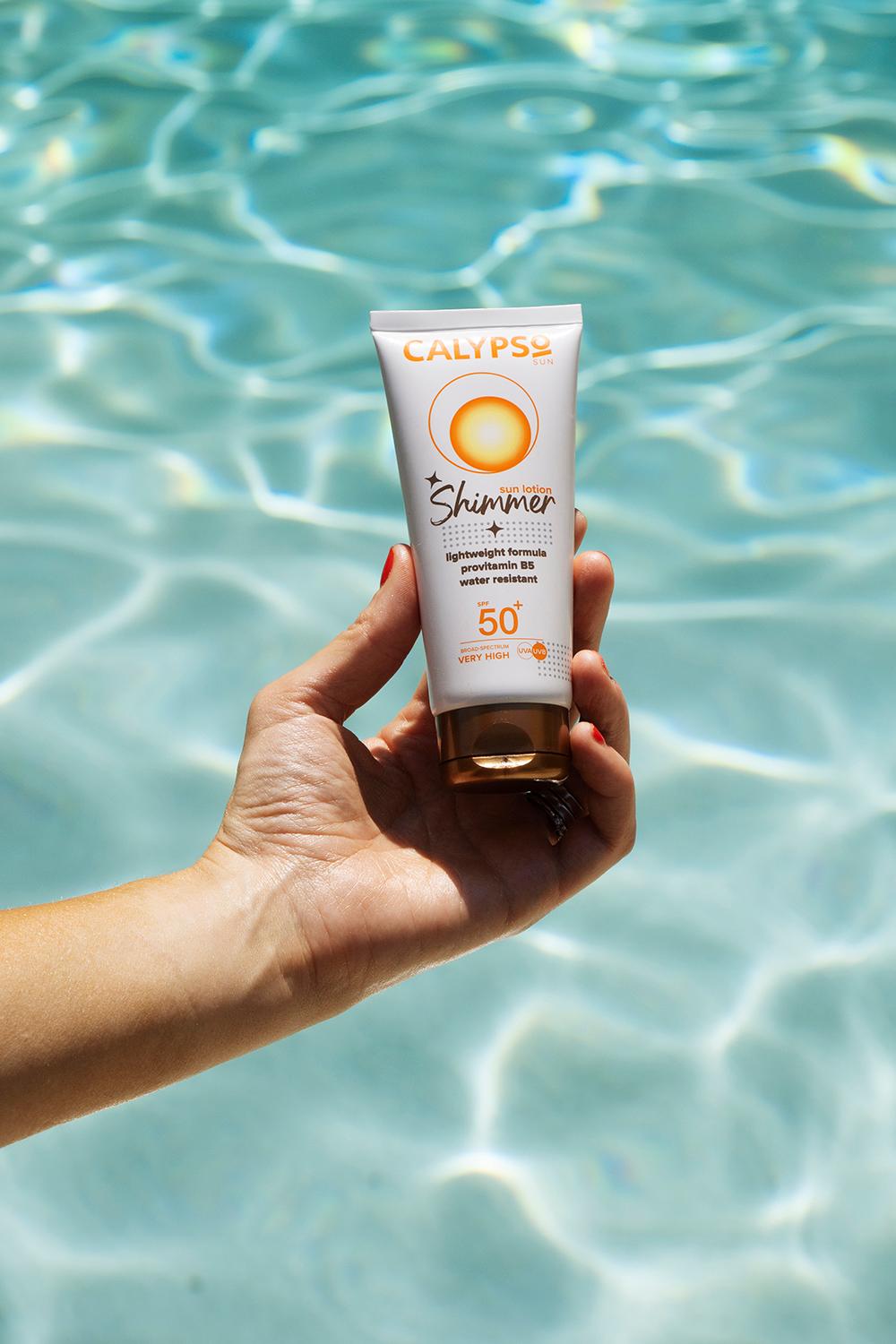 Calypso Shimmer Sun Lotion SPF50 by the pool